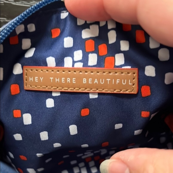 Stella & Dot Pouf Makeup Case Blue Stripe Pouf - Picture 3 of 8